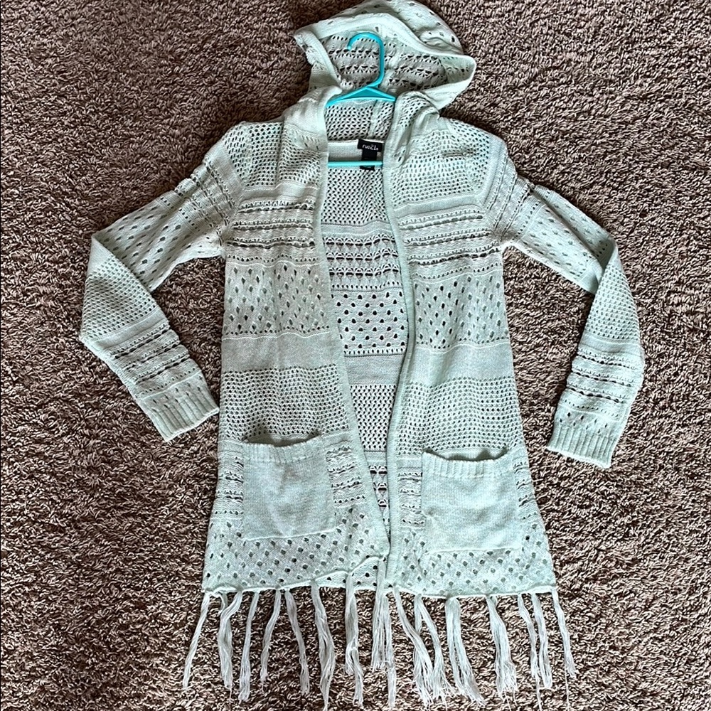 Rue21 mint green Cardigan Sweater with Fringe